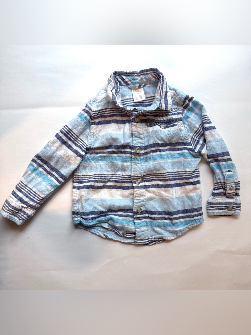 Gymboree Light Blue, White & Navy Striped Button-Down Shirt